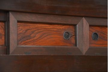 アンティーク家具　古民具・骨董　京都産　昇り引き出し付き美しい変わり型六尺水屋箪笥(食器棚、収納棚)