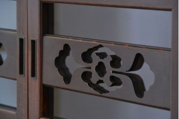 アンティーク家具　古民具・骨董　京都産　昇り引き出し付き美しい変わり型六尺水屋箪笥(食器棚、収納棚)