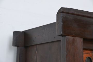 アンティーク家具　古民具・骨董　京都産　昇り引き出し付き美しい変わり型六尺水屋箪笥(食器棚、収納棚)