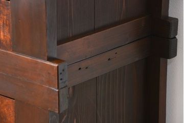 アンティーク家具　古民具・骨董　京都産　昇り引き出し付き美しい変わり型六尺水屋箪笥(食器棚、収納棚)