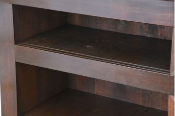 アンティーク家具　古民具・骨董　京都産　昇り引き出し付き美しい変わり型六尺水屋箪笥(食器棚、収納棚)