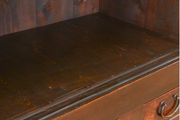 アンティーク家具　古民具・骨董　京都産　昇り引き出し付き美しい変わり型六尺水屋箪笥(食器棚、収納棚)