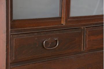 レトロ家具　昭和レトロ　四枚引き戸の時代箪笥ローボード(収納棚)