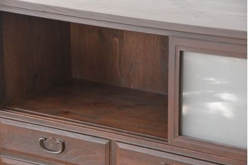 レトロ家具　昭和レトロ　四枚引き戸の時代箪笥ローボード(収納棚)