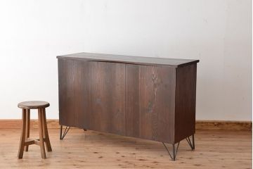 レトロ家具　昭和レトロ　四枚引き戸の時代箪笥ローボード(収納棚)