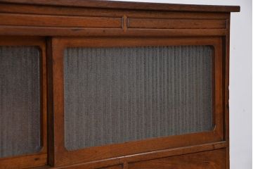 アンティーク家具　アンティーク　古い木の脚付き銀モールガラスローボード(収納棚)