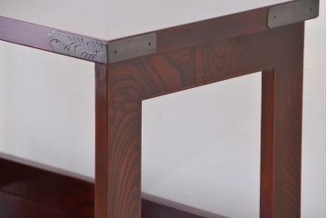 新同品　彫金、伝統工芸士「菊広」作、木地蝋塗り岩谷堂箪笥飾り棚(購入金額約60万)