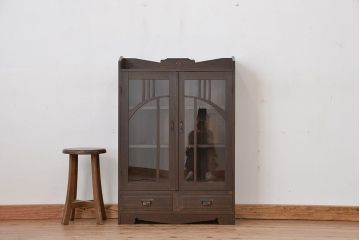 アンティーク家具　大正ロマン　古い栓材のシックで上質な本箱(ブックケース)