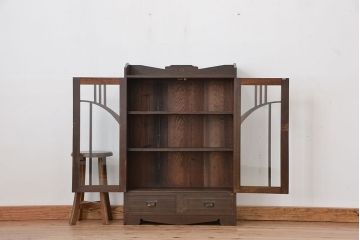 アンティーク家具　大正ロマン　古い栓材のシックで上質な本箱(ブックケース)