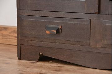 アンティーク家具　大正ロマン　古い栓材のシックで上質な本箱(ブックケース)