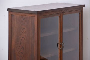 アンティーク家具　アンティーク　三方欅材の上質な収納棚(本箱、食器棚)