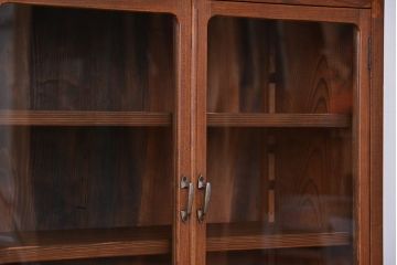 アンティーク家具　アンティーク　三方欅材の上質な収納棚(本箱、食器棚)