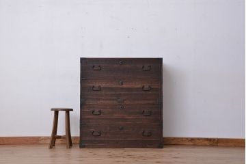 アンティーク家具　☆古民具・骨董　モダンな二段重ね時代箪笥