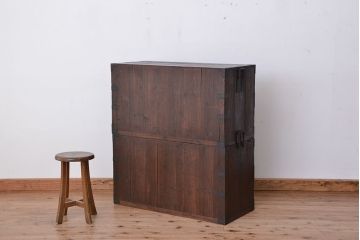 アンティーク家具　☆古民具・骨董　モダンな二段重ね時代箪笥