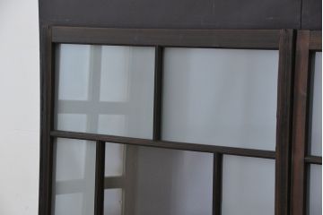 古民具・骨董　古い木のガラス窓2枚セット(ガラス戸、引き戸)
