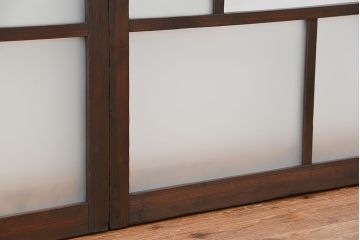 古民具・骨董　古い木のガラス窓2枚セット(ガラス戸、引き戸)