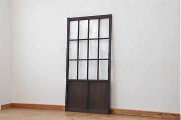 ★アンティーク　腰板欅材　古い木の上質なガラス戸1枚(引き戸)