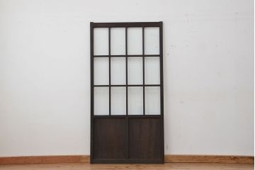 ★アンティーク　腰板欅材　古い木の上質なガラス戸1枚(引き戸)