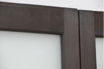 昭和レトロ　すりガラス入りのシンプルな大判ガラス戸4枚セット(引き戸)