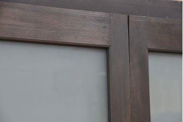 昭和レトロ　すりガラス入りのシンプルな大判ガラス戸4枚セット(引き戸)