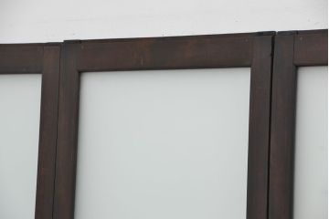 昭和レトロ　すりガラス入りのシンプルな大判ガラス戸4枚セット(引き戸)