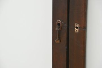 昭和レトロ　すりガラス入りのシンプルな大判ガラス戸4枚セット(引き戸)