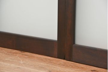 昭和レトロ　すりガラス入りのシンプルな大判ガラス戸4枚セット(引き戸)