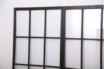 古民具・骨董　古い木のマス目ガラス戸4枚セット(1)(引き戸)