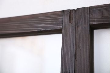 古民具・骨董　古い木のマス目ガラス戸4枚セット(1)(引き戸)