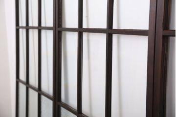 古民具・骨董　古い木のマス目ガラス戸4枚セット(1)(引き戸)