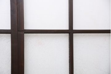 古民具・骨董　古い木のマス目ガラス戸4枚セット(1)(引き戸)