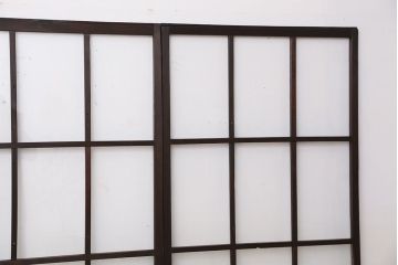 古民具・骨董　古い木のマス目ガラス戸4枚セット(1)(引き戸)