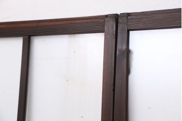 古民具・骨董　古い木のマス目ガラス戸4枚セット(1)(引き戸)