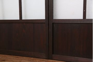 古民具・骨董　古い木のマス目ガラス戸4枚セット(1)(引き戸)