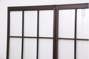 古民具・骨董　古い木のマス目ガラス戸4枚セット(2)(引き戸)