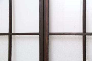 古民具・骨董　古い木のマス目ガラス戸4枚セット(2)(引き戸)