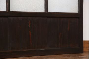古民具・骨董　古い木のマス目ガラス戸4枚セット(2)(引き戸)