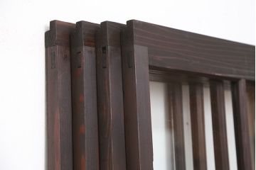 古民具・骨董　古い木のマス目ガラス戸4枚セット(2)(引き戸)
