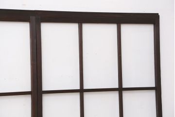 古民具・骨董　古い木のマス目ガラス戸4枚セット(2)(引き戸)