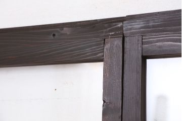 古民具・骨董　古い木のマス目ガラス戸4枚セット(2)(引き戸)
