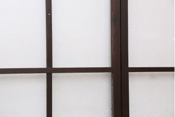 古民具・骨董　古い木のマス目ガラス戸4枚セット(2)(引き戸)