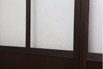 古民具・骨董　古い木のマス目ガラス戸4枚セット(2)(引き戸)