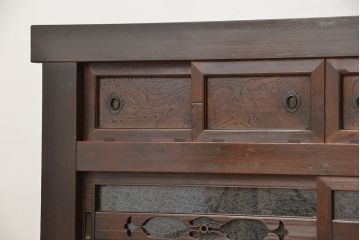 アンティーク家具　古民具・骨董　明治〜大正時代　変り型水屋箪笥サイドボード(食器棚・収納棚)