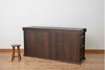 アンティーク家具　古民具・骨董　明治〜大正時代　変り型水屋箪笥サイドボード(食器棚・収納棚)