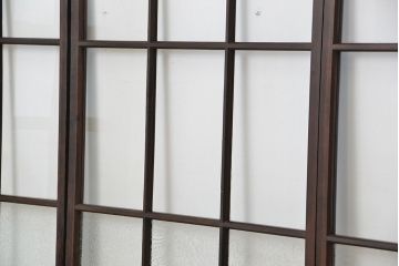 アンティーク　古い木のマス目ガラス戸4枚セット(引き戸)