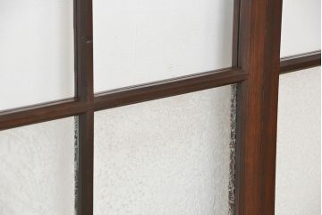 アンティーク　古い木のマス目ガラス戸4枚セット(引き戸)