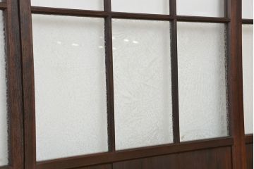 アンティーク　古い木のマス目ガラス戸4枚セット(引き戸)