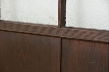 アンティーク　古い木のマス目ガラス戸4枚セット(引き戸)
