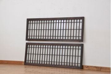 古民具・骨董　大振りな格子明り取り2枚セット(欄間)(1)