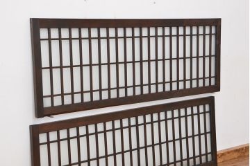 古民具・骨董　大振りな格子明り取り2枚セット(欄間)(1)